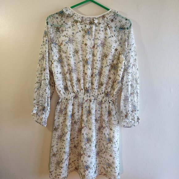 Barneys New York Floral Peasant Mini Dress Sz Small Ruffle Dainty Prairie Sweet - Picture 5 of 7